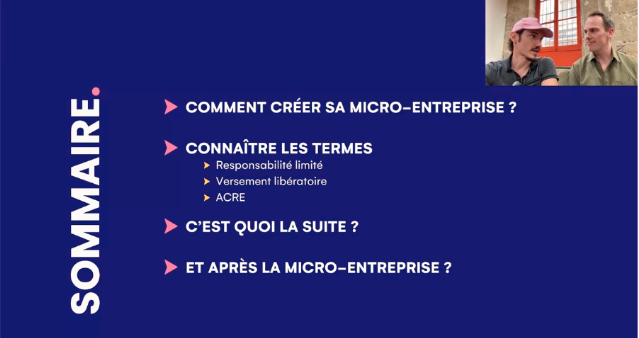 Sommaire masterclass SuperIndep — création d'auto-entreprise
