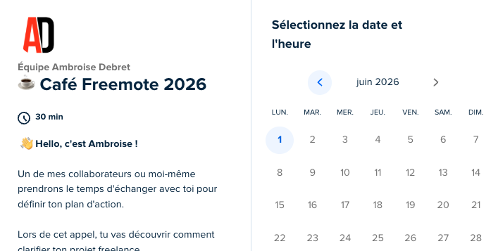 Réservation créneau appel Freemote